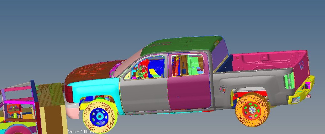 LS-Dyna.シボレーSILVERADOピックアップ衝突モデル,Chevrolet SILVERADO pickup collision model